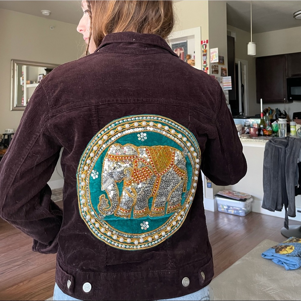 Elephant Patch Brown Corduroy Jacket - image 6